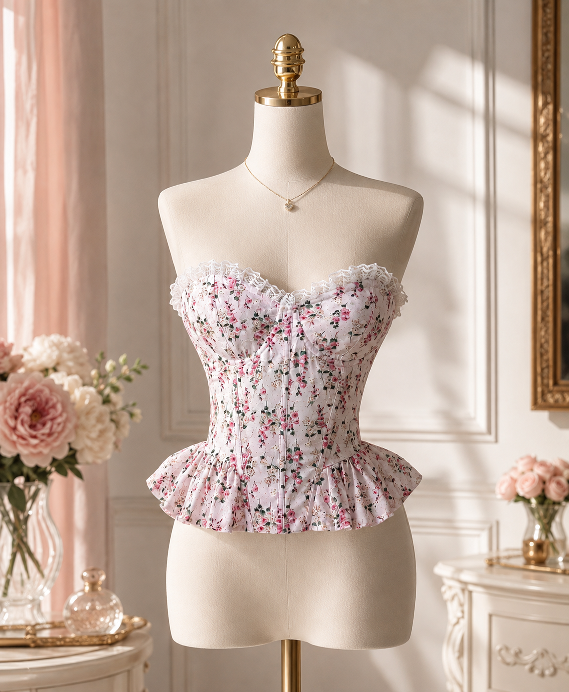 🌸 Romantic Floral Lace Corset Top