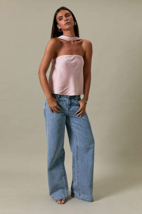 Blush Pink Satin Top with Matching Neckband💕