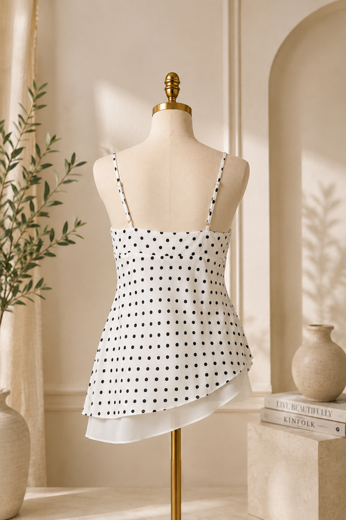 Elegant Polka Dot Blouse 🤍🖤