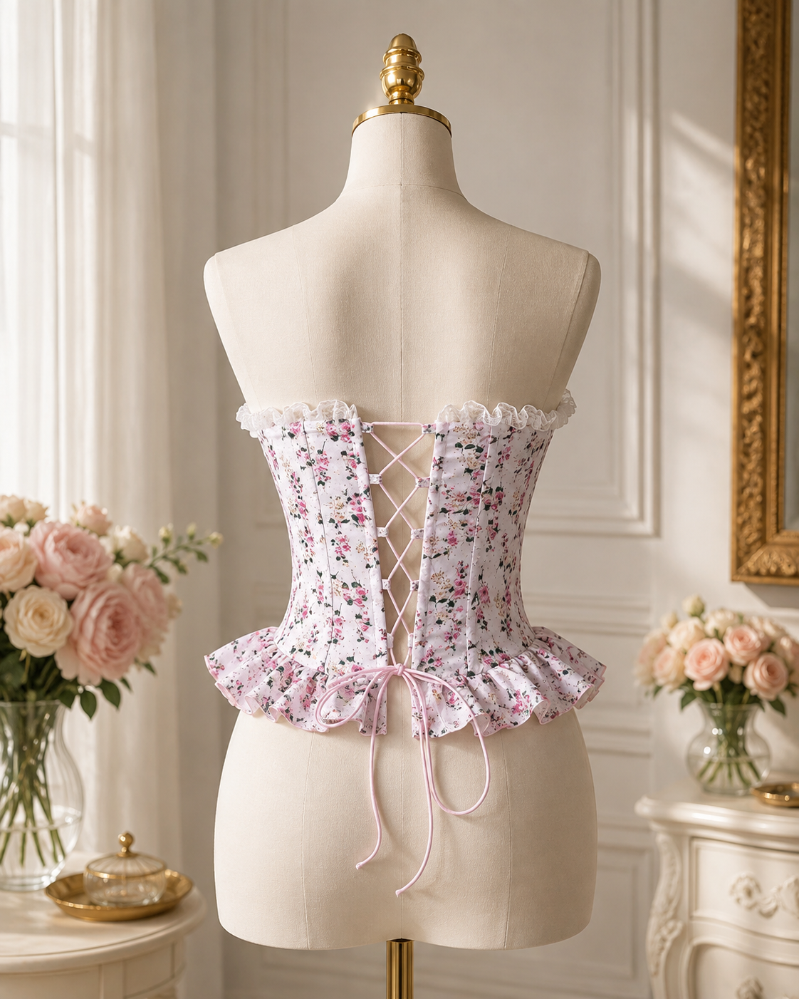 🌸 Romantic Floral Lace Corset Top