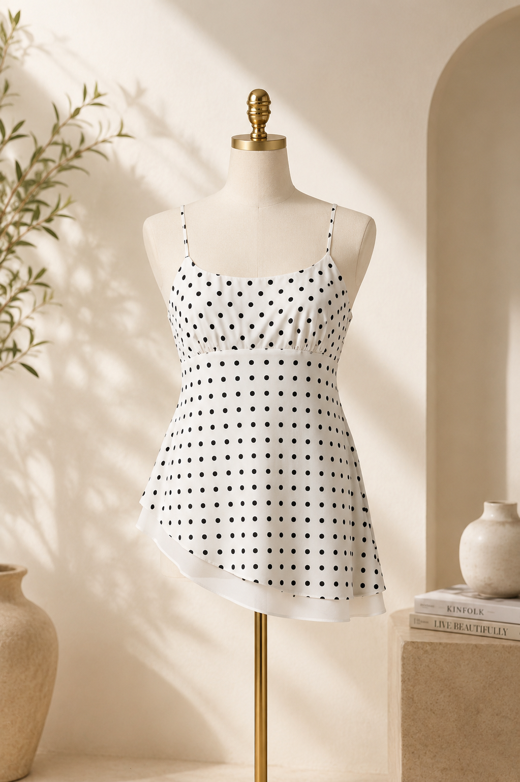 Elegant Polka Dot Blouse 🤍🖤