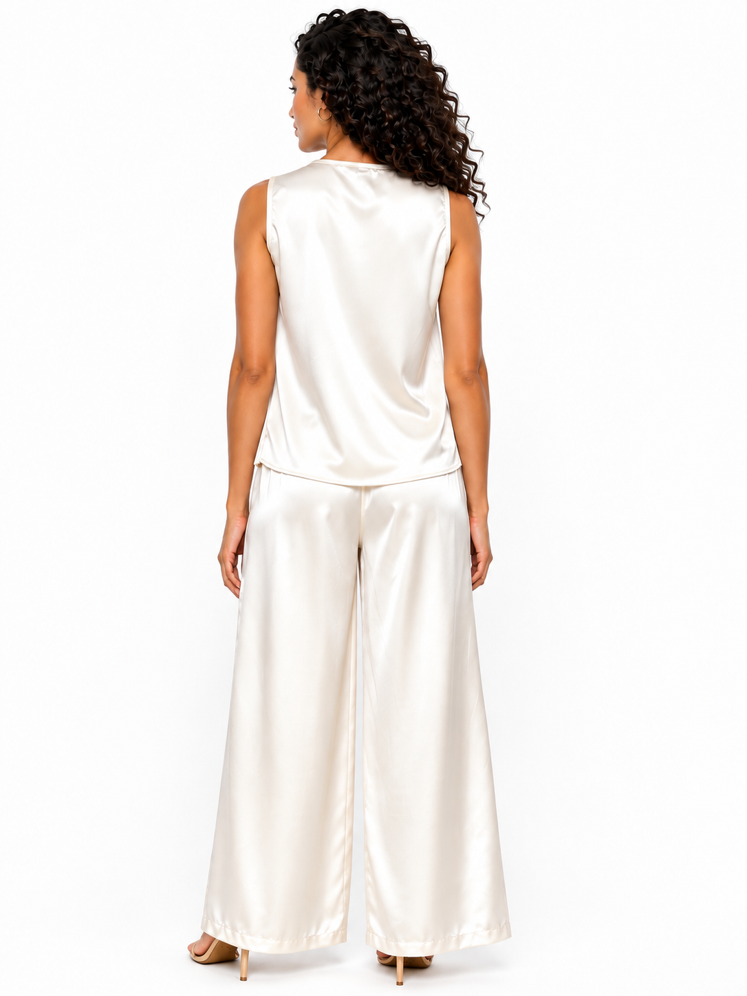 Elegant Ivory Satin 2-Piece Set